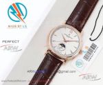 LS Factory Vacheron Constantin Traditionnelle White Moonphase Dial Brown Leather Strap 40mm Watch